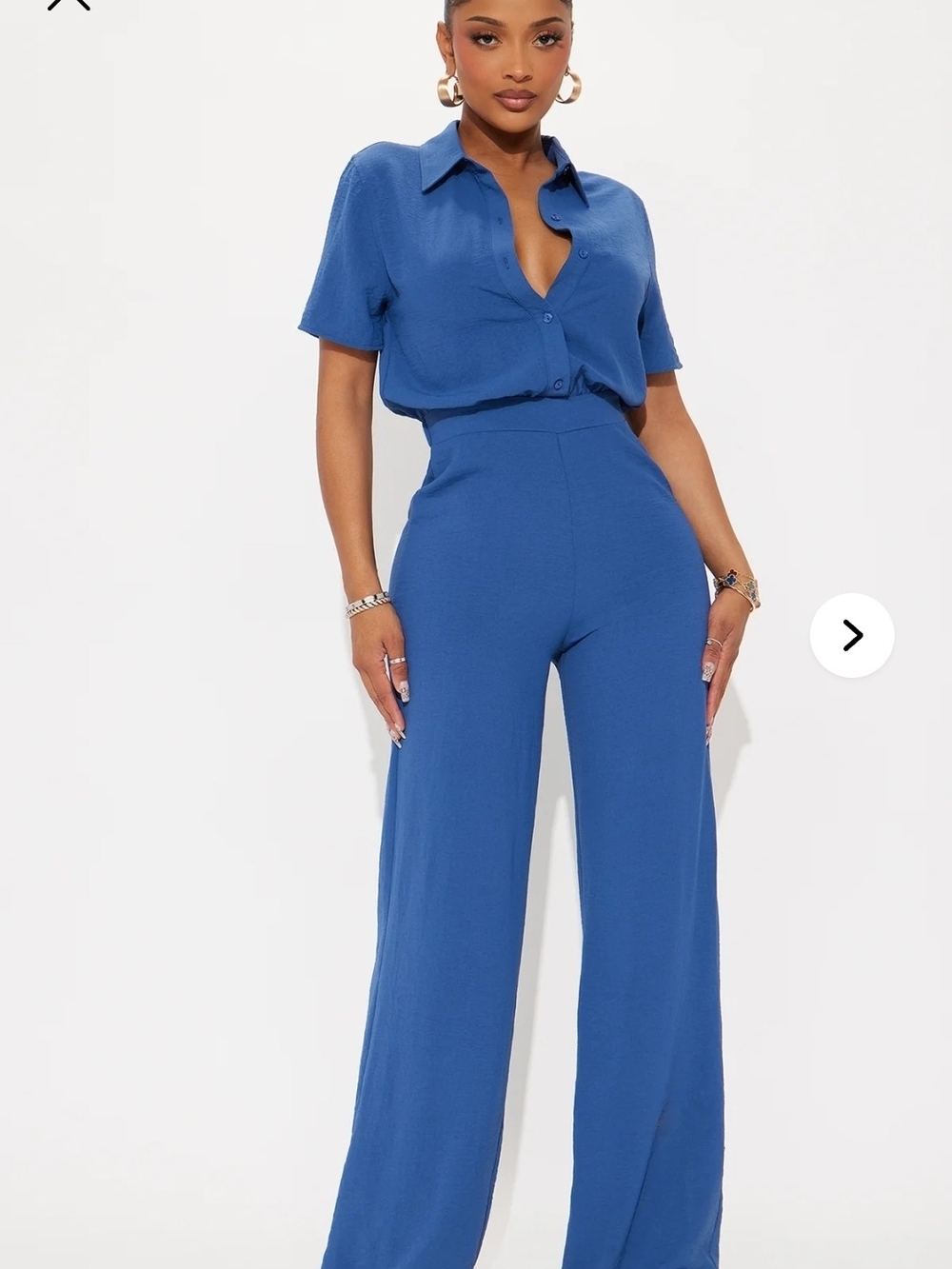 NWT Fashion Nova Makenzie Short Sleeve Jumpsuit Slate Blue (L)